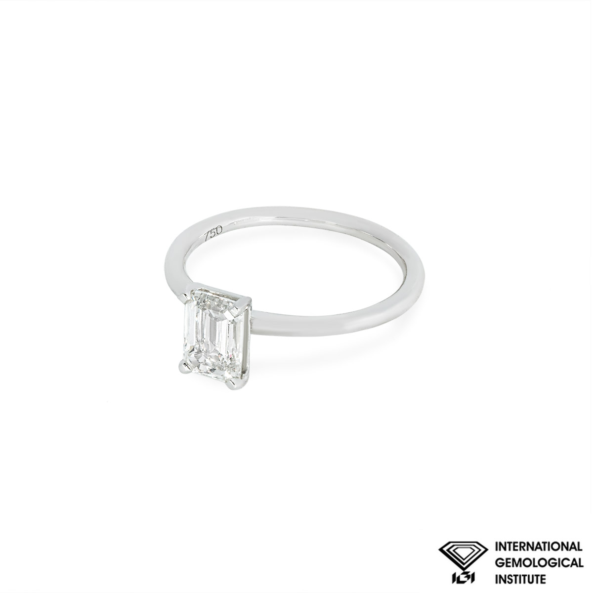 White Gold Emerald Cut Lab Grown Diamond Ring 1.14ct H/VS2